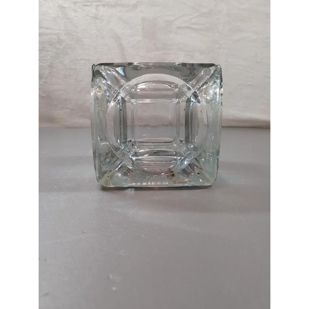 Handmade Glass Ashtray Cube Heavy Clear Glass Square Decorative Vessel 4x4x4